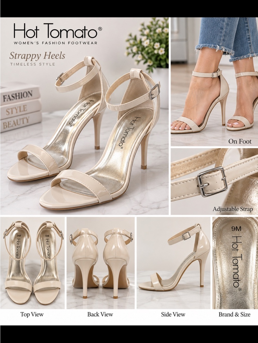 Hot Tomato Women's Cream Strappy Heels